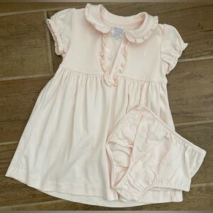 Ralph Lauren Toddler Girl 18M Light Pink Polo Ruffle Dress with Bloomers